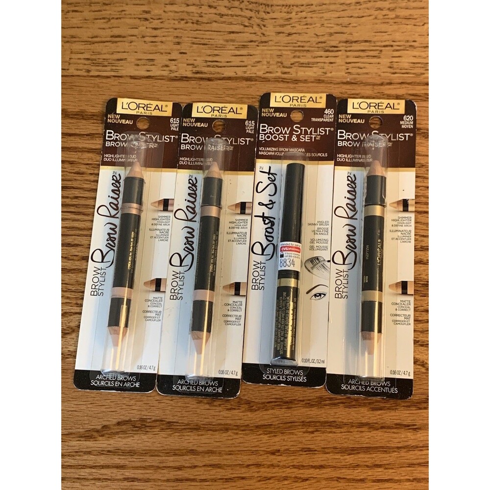 (4) Loreal Brow Stylist Brow Raiser Highlighter Duo #615 Light Pale Medium SET
